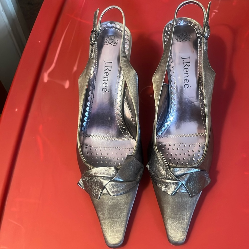 Pewter sling backs